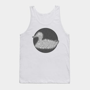 Black And White Duck Circle Design Tank Top